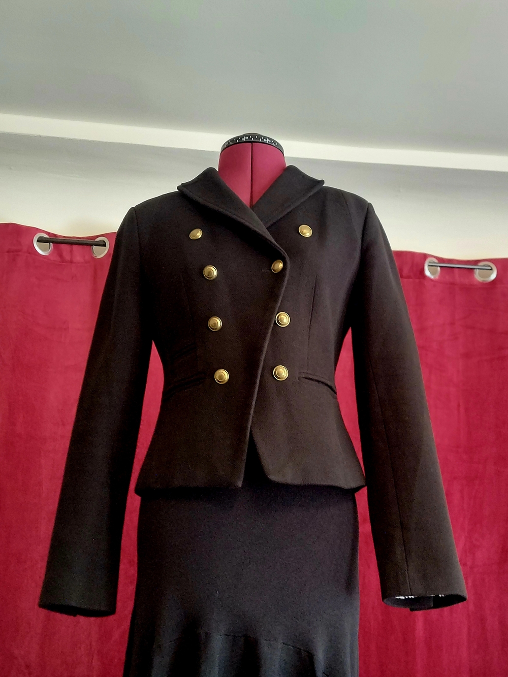 Black Military-Style Dark Academia Blazer - Sz 4